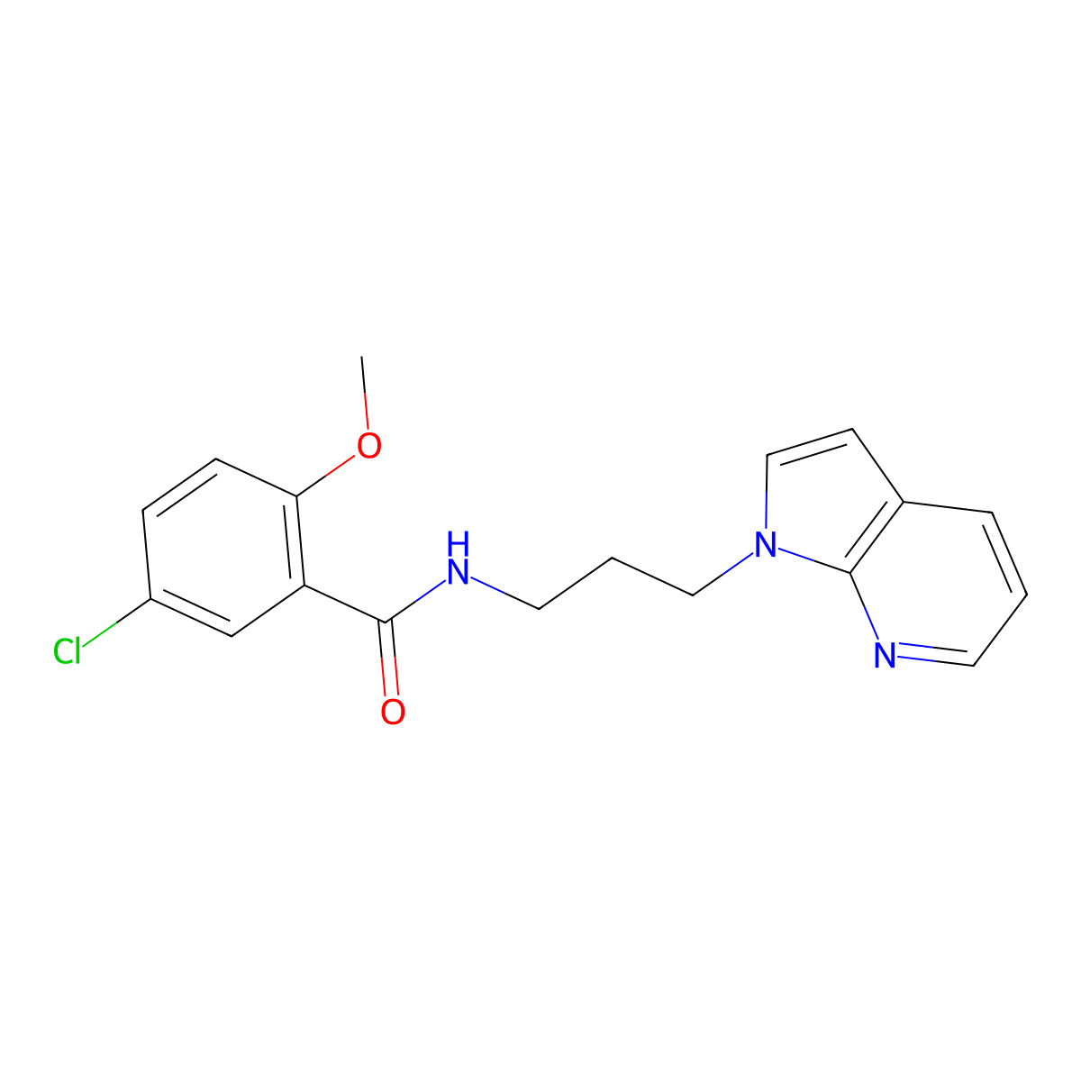 N-(3-(1H-pyrrolo[2,3-b]pyridin-1-yl)propyl)-5-chloro-2-methoxybenzamide molecular structure, CAS 1787914-03-7