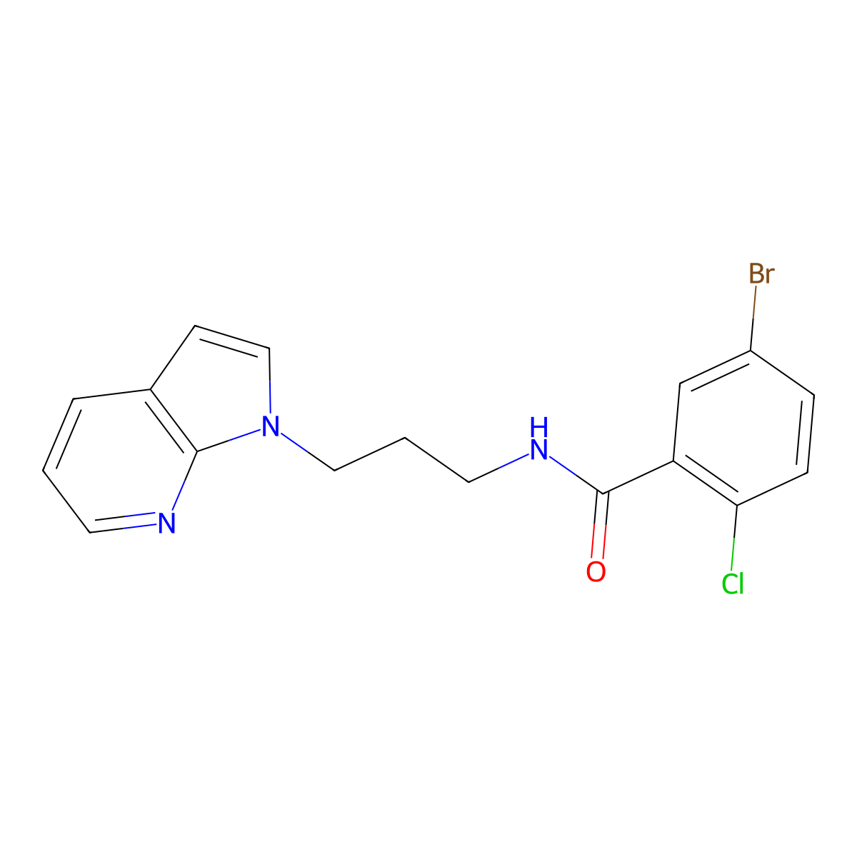 N-(3-(1H-pyrrolo[2,3-b]pyridin-1-yl)propyl)-5-bromo-2-chlorobenzamide molecular structure, CAS 1787914-10-6