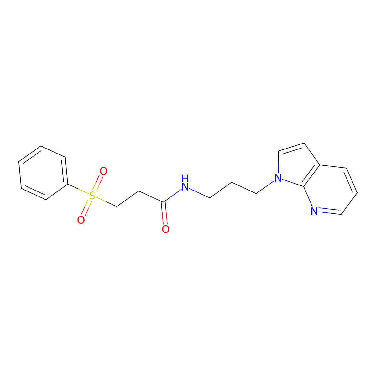 N-(3-(1H-pyrrolo[2,3-b]pyridin-1-yl)propyl)-3-(phenylsulfonyl)propanamide molecular structure, CAS 1787914-49-1