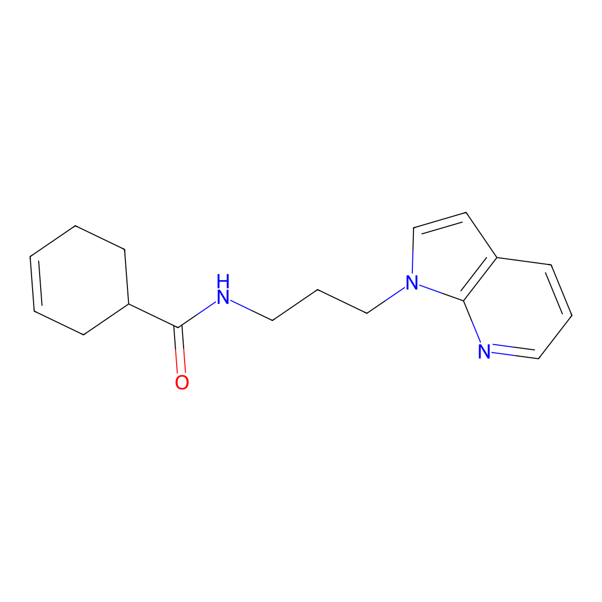 N-(3-(1H-pyrrolo[2,3-b]pyridin-1-yl)propyl)cyclohex-3-enecarboxamide molecular structure, CAS 1787914-65-1