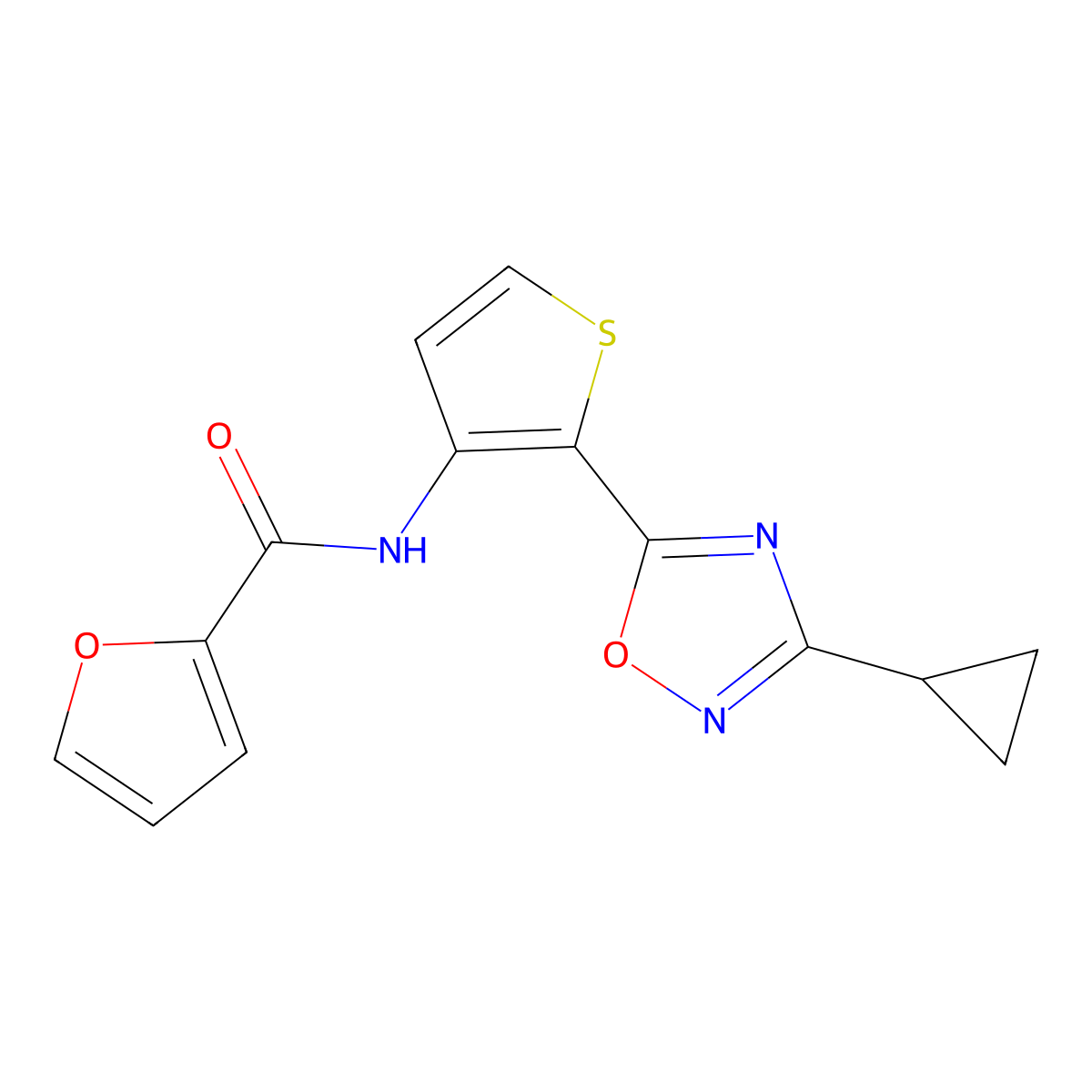 N-[2-(3-cyclopropyl-1,2,4-oxadiazol-5-yl)thiophen-3-yl]furan-2-carboxamide molecular structure, CAS 1787915-39-2