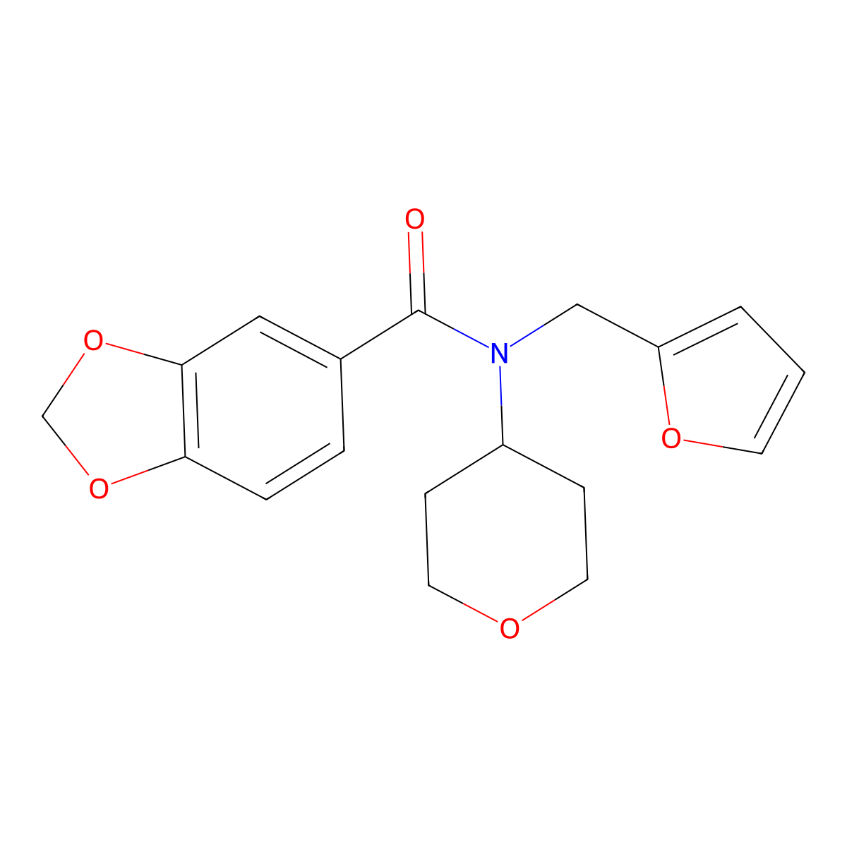 N-(furan-2-ylmethyl)-N-(tetrahydro-2H-pyran-4-yl)benzo[d][1,3]dioxole-5-carboxamide molecular structure, CAS 1787915-63-2