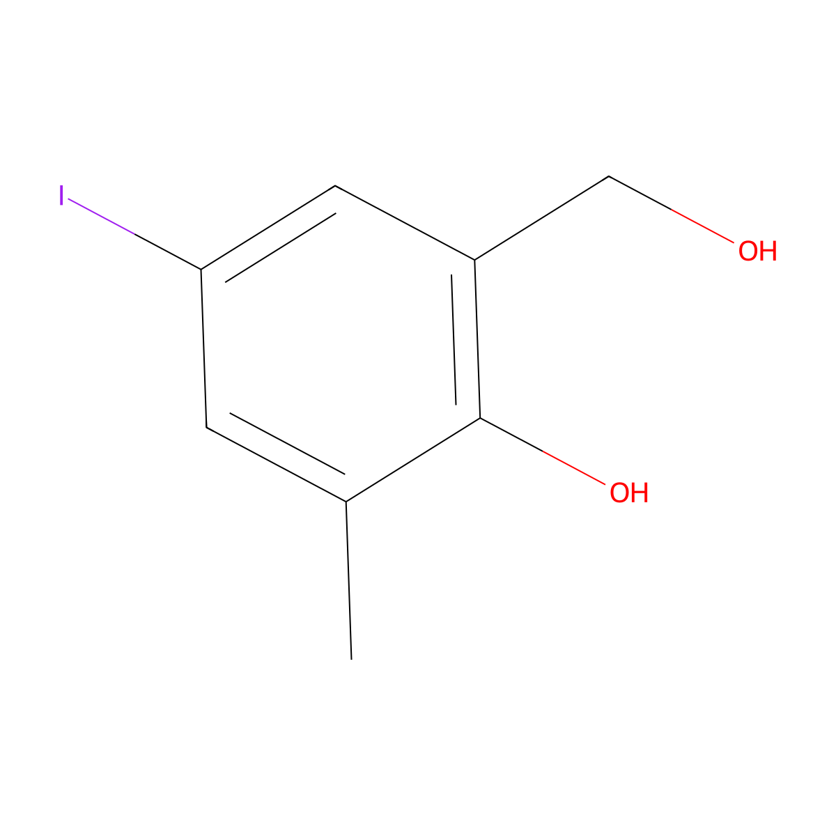 2-(Hydroxymethyl)-4-iodo-6-methylphenol molecular structure, CAS 1787916-18-0