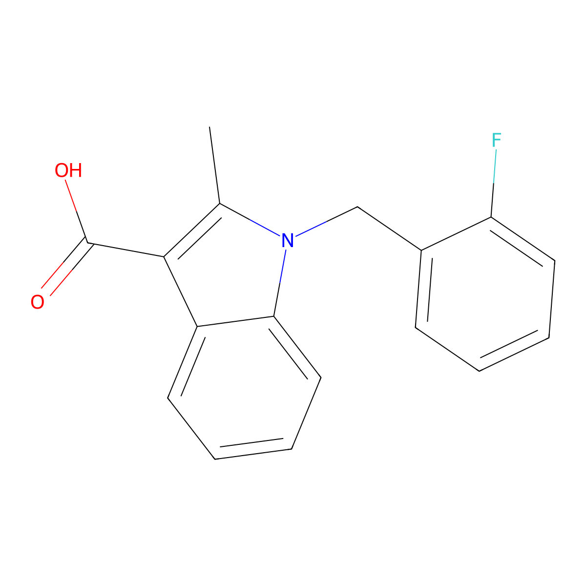 1-(2-fluorobenzyl)-2-methyl-1H-indole-3-carboxylic acid molecular structure, CAS 1787916-23-7
