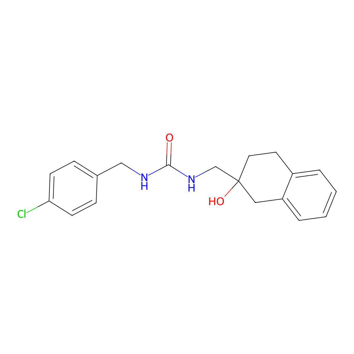 1-(4-Chlorobenzyl)-3-((2-hydroxy-1,2,3,4-tetrahydronaphthalen-2-yl)methyl)urea molecular structure, CAS 1787916-25-9