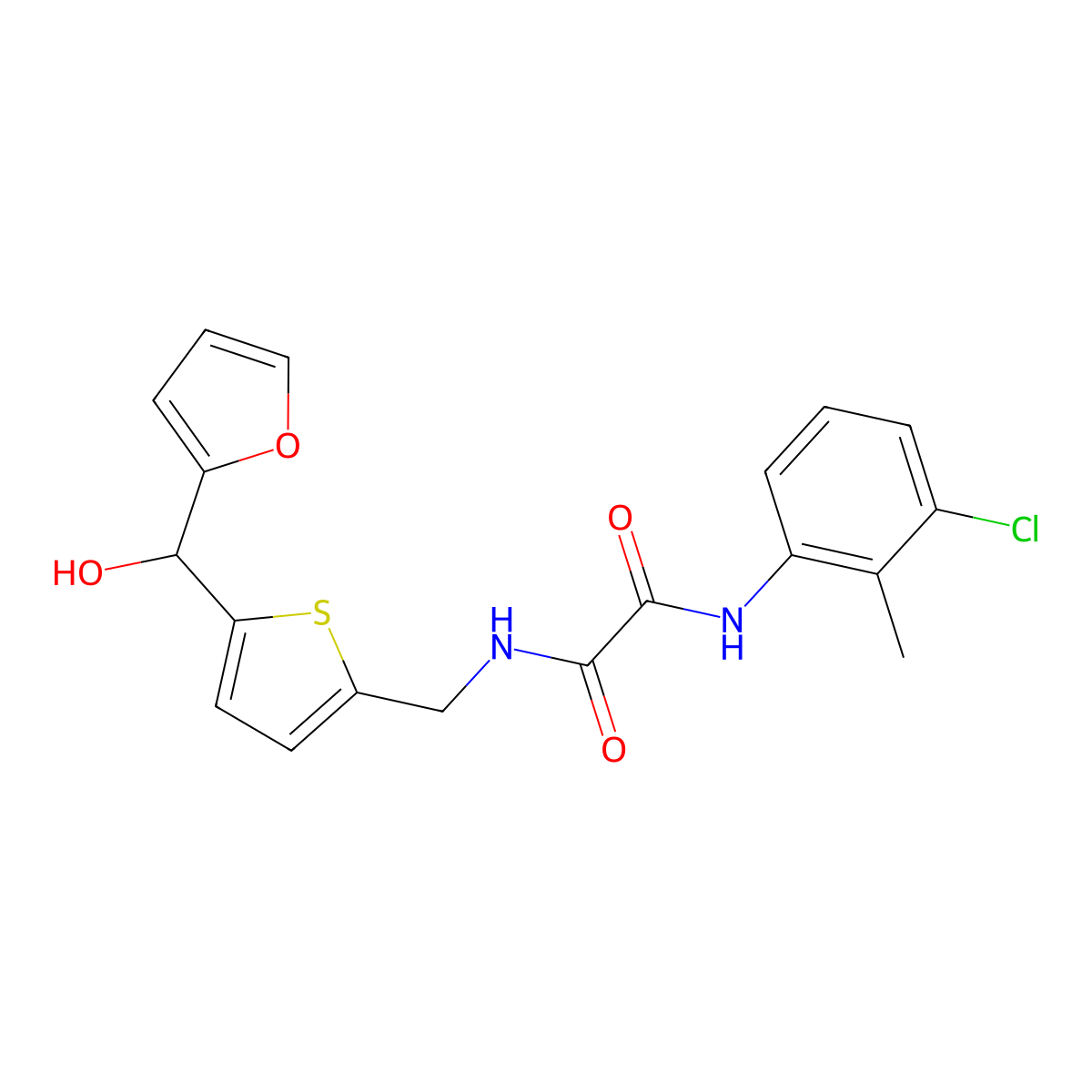 N1-(3-chloro-2-methylphenyl)-N2-((5-(furan-2-yl(hydroxy)methyl)thiophen-2-yl)methyl)oxalamide molecular structure, CAS 1787916-51-1