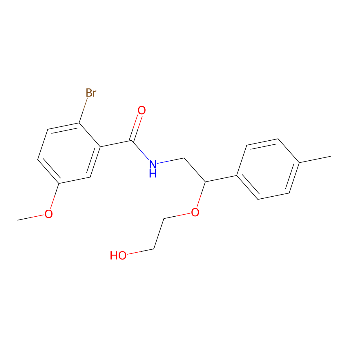 2-bromo-N-(2-(2-hydroxyethoxy)-2-(p-tolyl)ethyl)-5-methoxybenzamide molecular structure, CAS 1787916-65-7