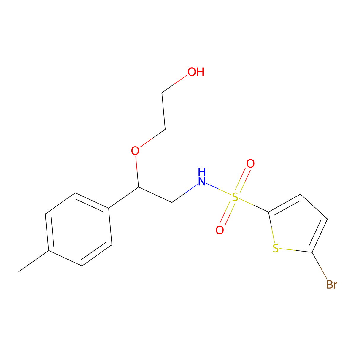5-bromo-N-(2-(2-hydroxyethoxy)-2-(p-tolyl)ethyl)thiophene-2-sulfonamide molecular structure, CAS 1787916-76-0