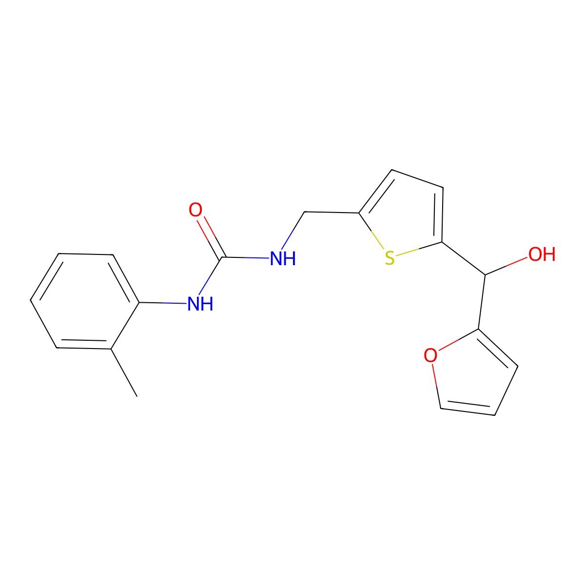 1-((5-(Furan-2-yl(hydroxy)methyl)thiophen-2-yl)methyl)-3-(o-tolyl)urea molecular structure, CAS 1787916-79-3
