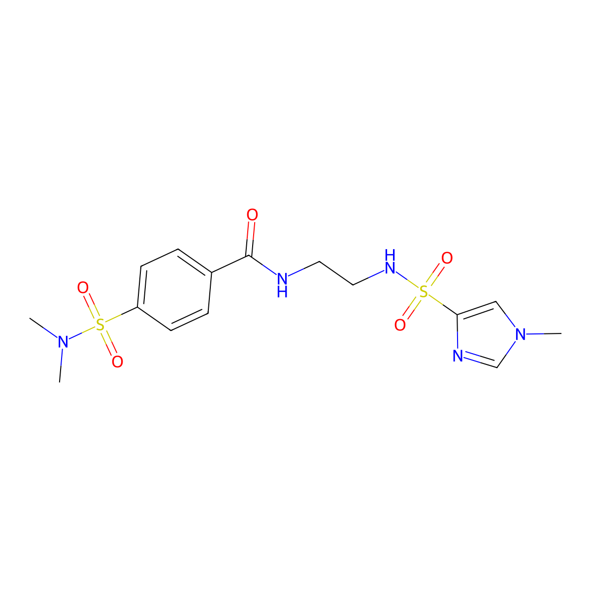 4-(N,N-dimethylsulfamoyl)-N-(2-(1-methyl-1H-imidazole-4-sulfonamido)ethyl)benzamide molecular structure, CAS 1787916-91-9
