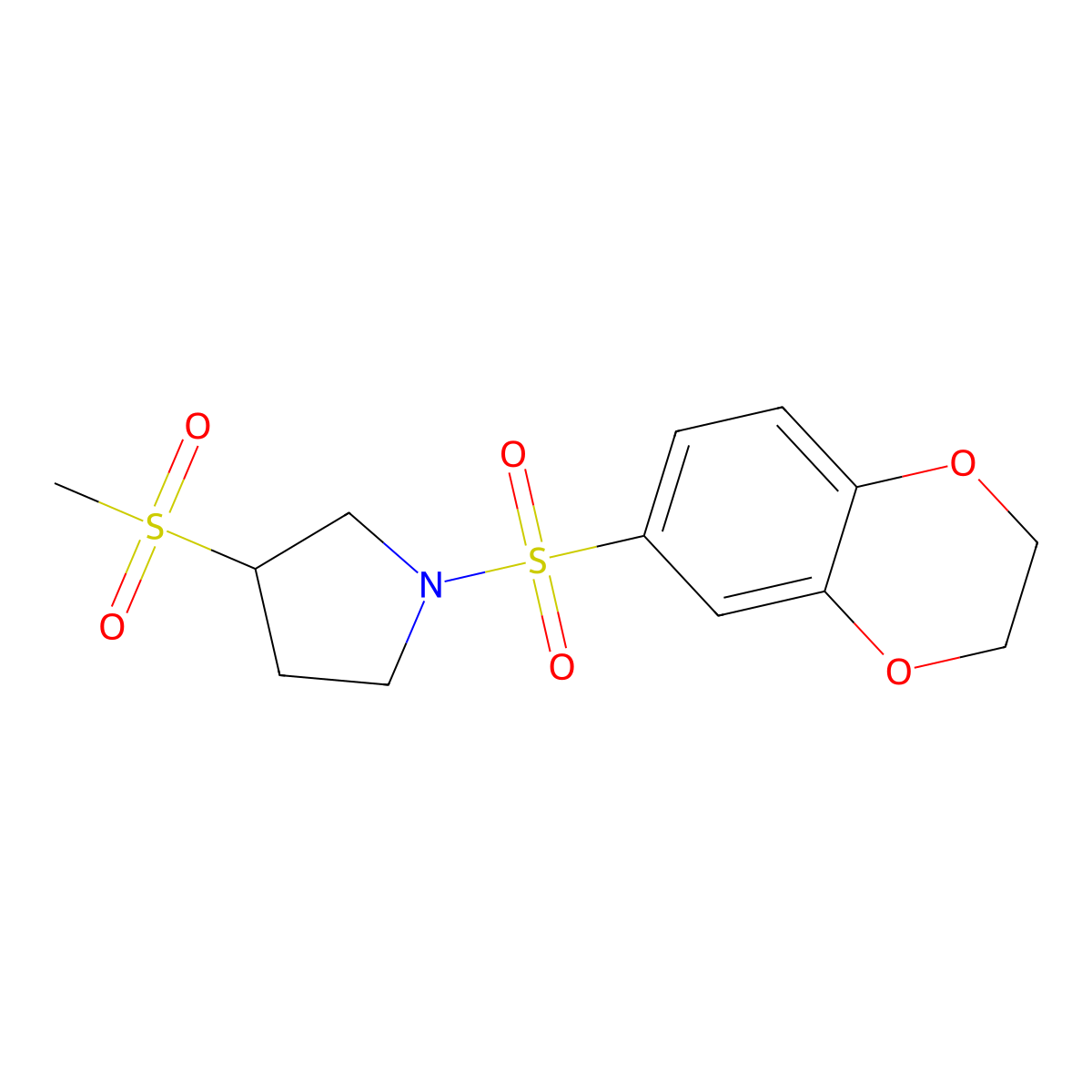 1-((2,3-Dihydrobenzo[b][1,4]dioxin-6-yl)sulfonyl)-3-(methylsulfonyl)pyrrolidine molecular structure, CAS 1787916-92-0