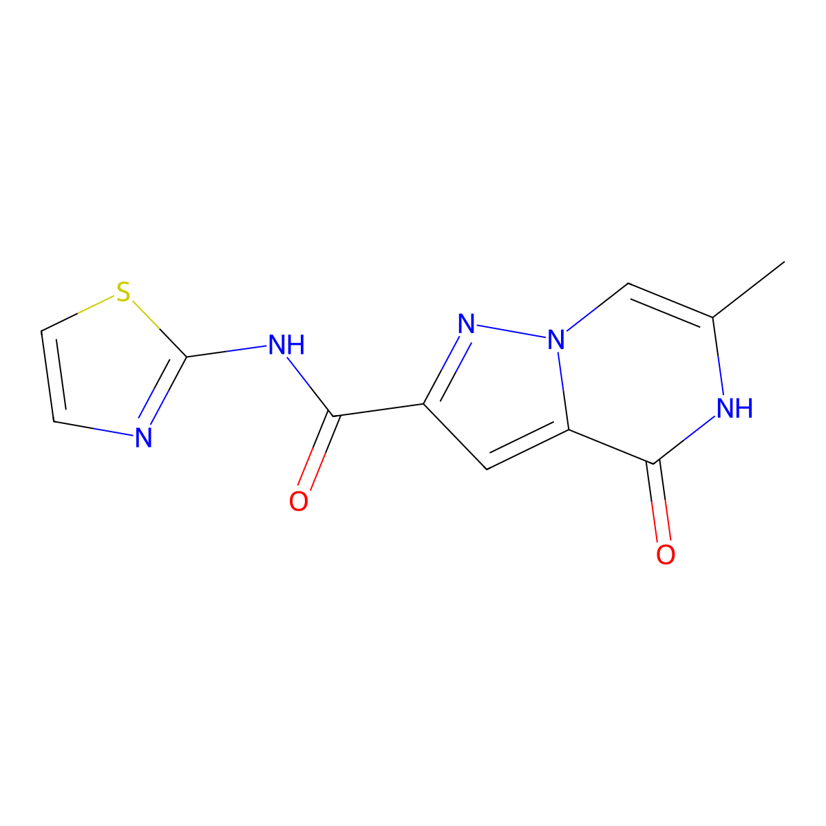 6-methyl-4-oxo-N-(thiazol-2-yl)-4,5-dihydropyrazolo[1,5-a]pyrazine-2-carboxamide molecular structure, CAS 1787917-06-9