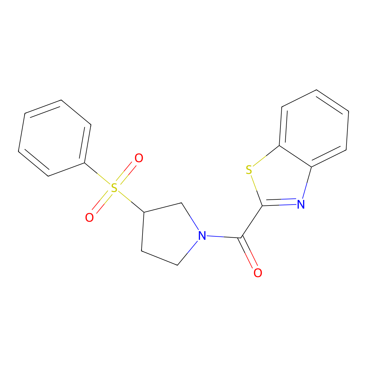 Benzo[d]thiazol-2-yl(3-(phenylsulfonyl)pyrrolidin-1-yl)methanone molecular structure, CAS 1787917-07-0