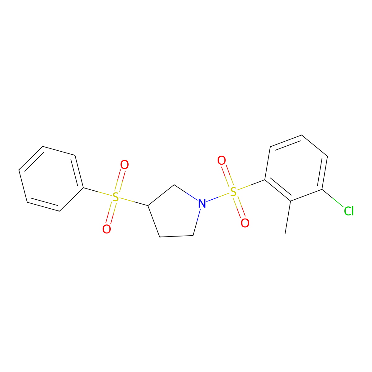 1-((3-Chloro-2-methylphenyl)sulfonyl)-3-(phenylsulfonyl)pyrrolidine molecular structure, CAS 1787917-12-7