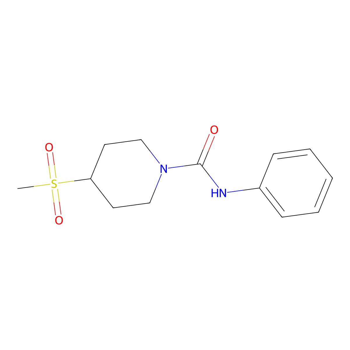 4-(methylsulfonyl)-N-phenylpiperidine-1-carboxamide molecular structure, CAS 1787917-17-2
