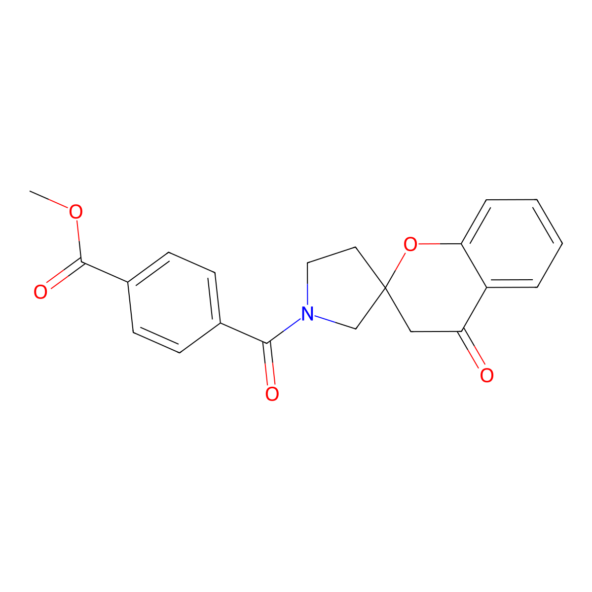 Methyl 4-(4-oxospiro[chroman-2,3'-pyrrolidin]-1'-ylcarbonyl)benzoate molecular structure, CAS 1787917-30-9