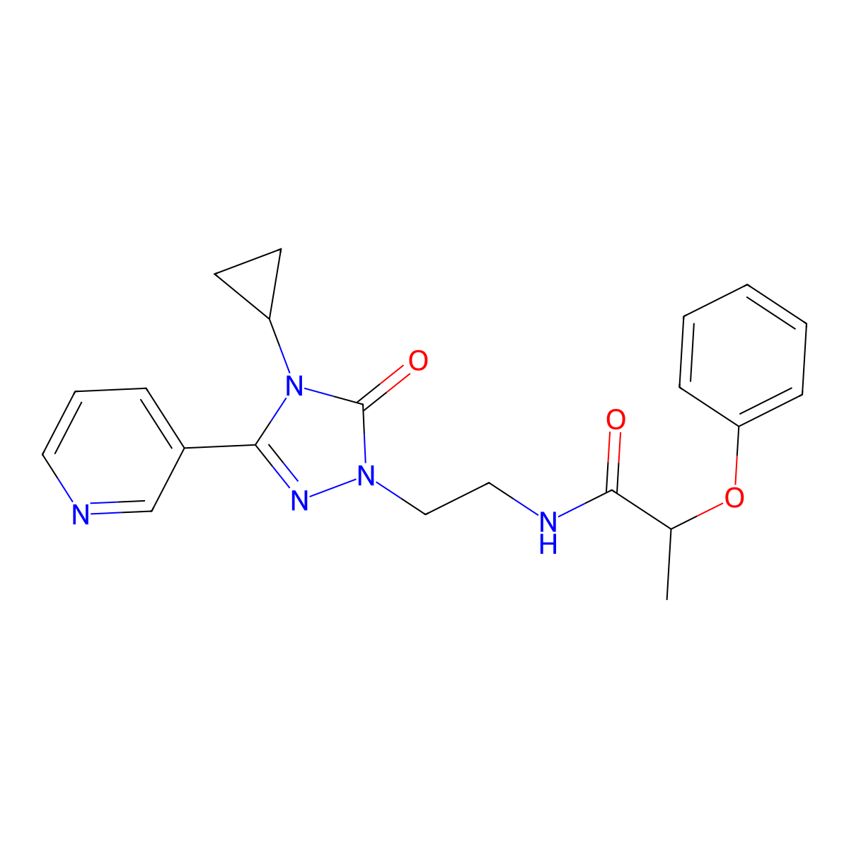 N-{2-[4-cyclopropyl-5-oxo-3-(pyridin-3-yl)-4,5-dihydro-1H-1,2,4-triazol-1-yl]ethyl}-2-phenoxypropanamide molecular structure, CAS 1787917-32-1