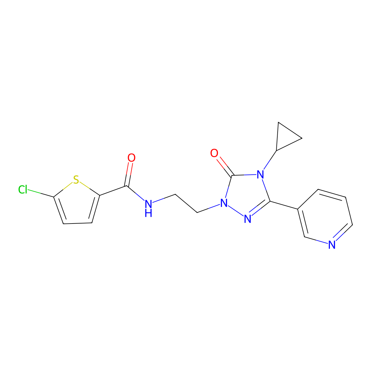5-chloro-N-(2-(4-cyclopropyl-5-oxo-3-(pyridin-3-yl)-4,5-dihydro-1H-1,2,4-triazol-1-yl)ethyl)thiophene-2-carboxamide molecular structure, CAS 1787917-49-0