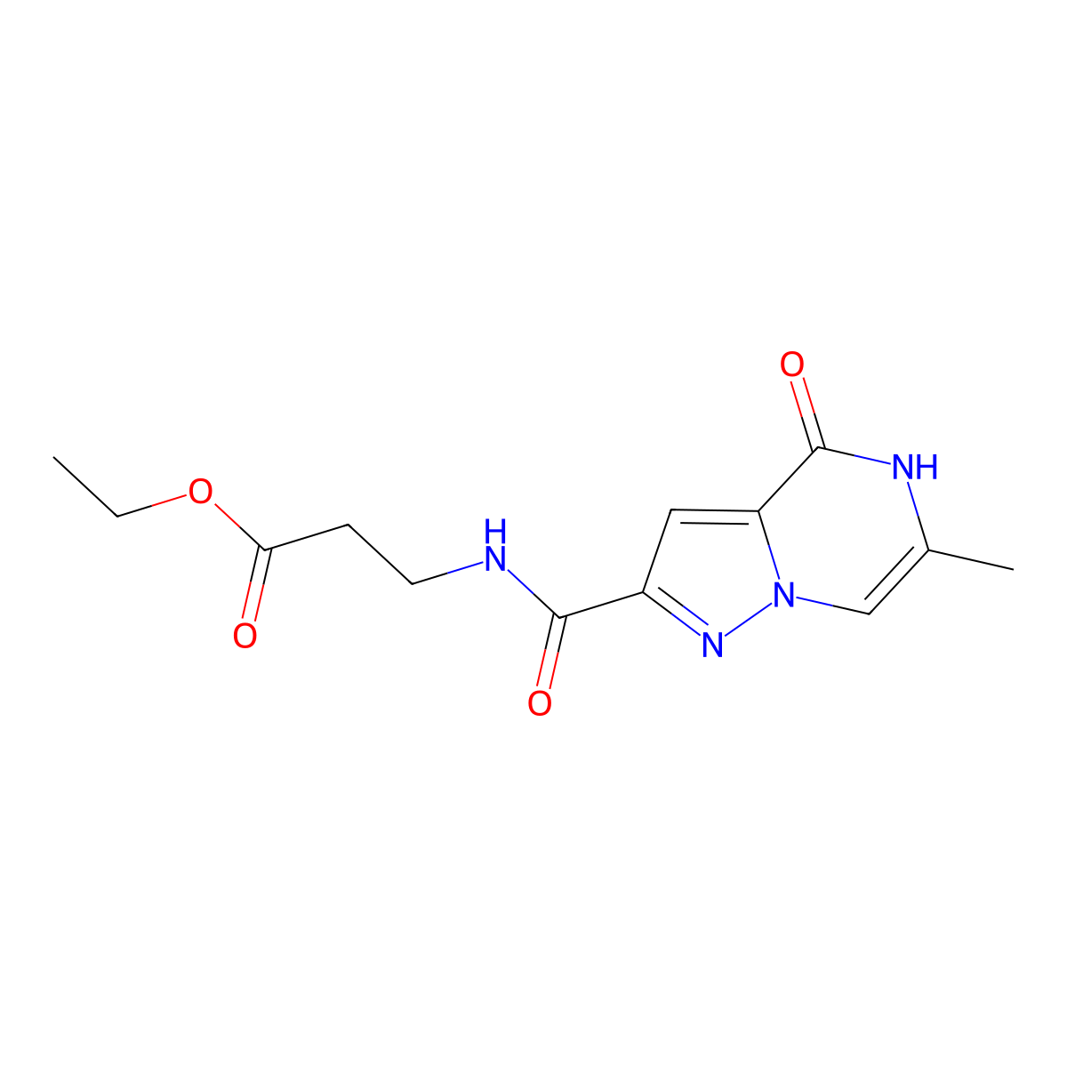 Ethyl 3-(6-methyl-4-oxo-4,5-dihydropyrazolo[1,5-a]pyrazine-2-carboxamido)propanoate molecular structure, CAS 1787917-76-3