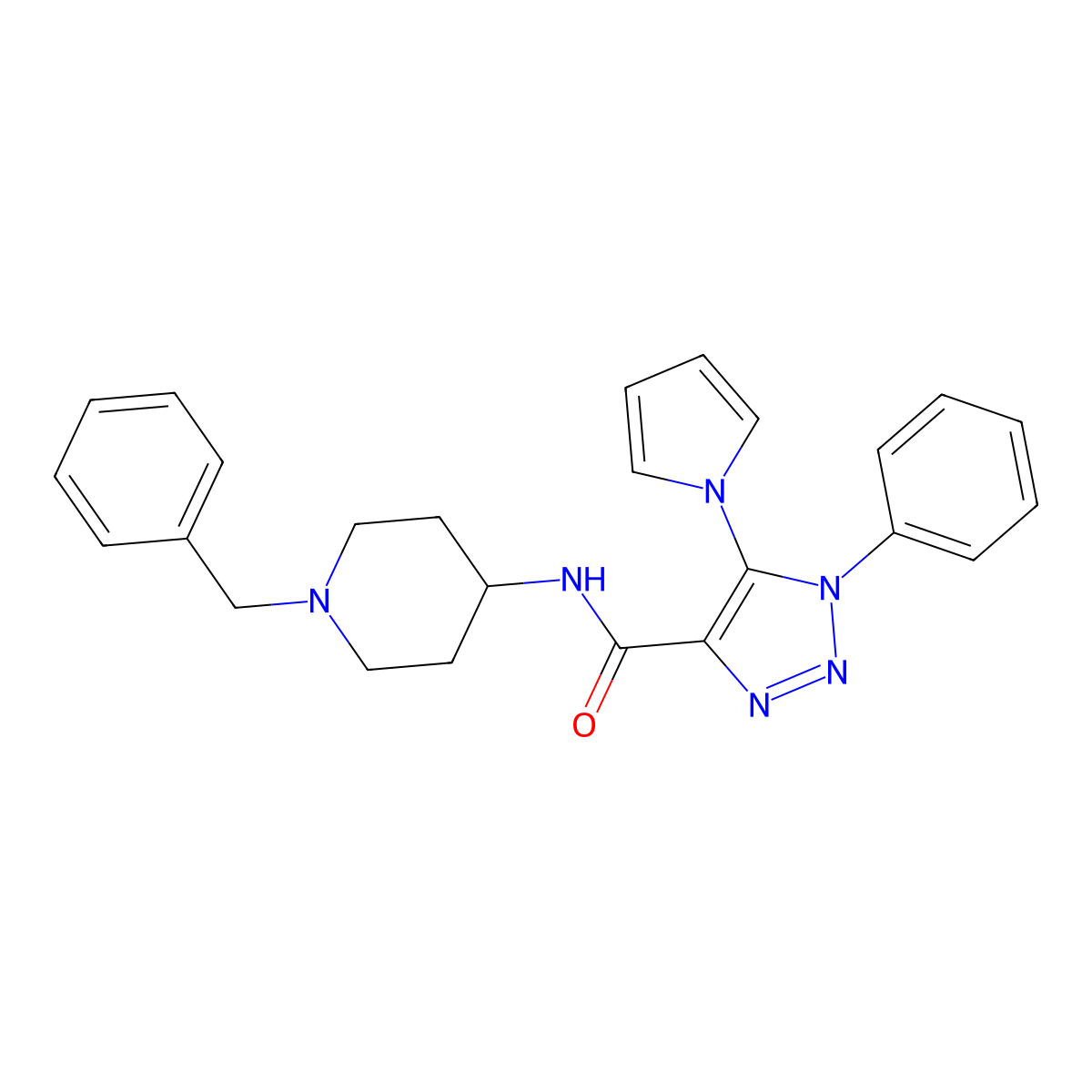 N-(1-benzylpiperidin-4-yl)-1-phenyl-5-(1H-pyrrol-1-yl)-1H-1,2,3-triazole-4-carboxamide molecular structure, CAS 1787917-80-9