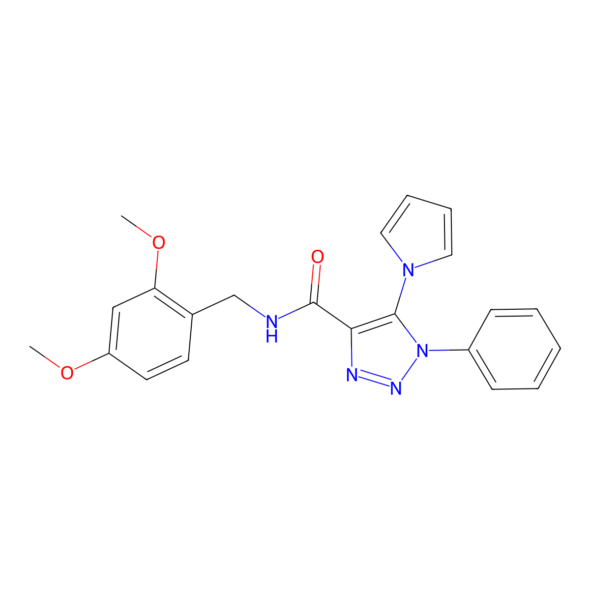 N-(2,4-dimethoxybenzyl)-1-phenyl-5-(1H-pyrrol-1-yl)-1H-1,2,3-triazole-4-carboxamide molecular structure, CAS 1787917-83-2