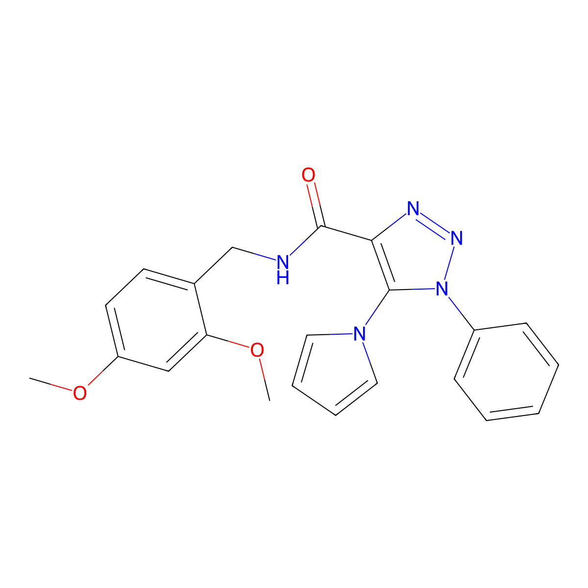 N-(2,4-dimethoxybenzyl)-1-phenyl-5-(1H-pyrrol-1-yl)-1H-1,2,3-triazole-4-carboxamide molecular structure, CAS 1787917-83-2