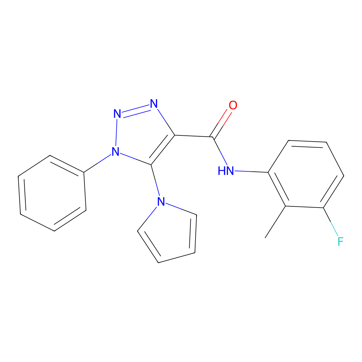 N-(3-fluoro-2-methylphenyl)-1-phenyl-5-(1H-pyrrol-1-yl)-1H-1,2,3-triazole-4-carboxamide molecular structure, CAS 1787917-90-1