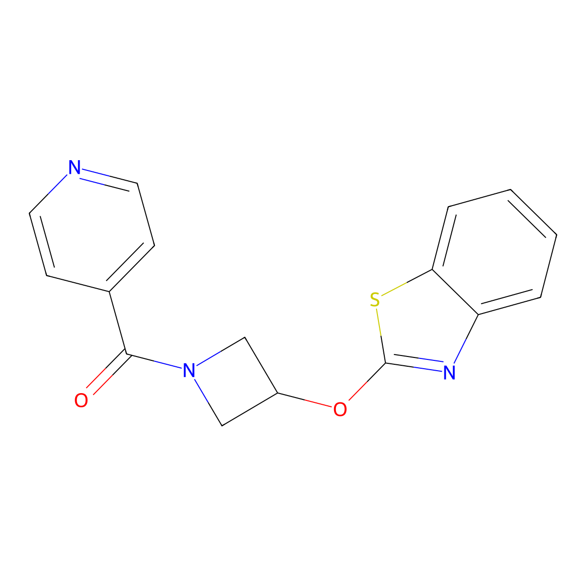 (3-(Benzo[d]thiazol-2-yloxy)azetidin-1-yl)(pyridin-4-yl)methanone molecular structure, CAS 1787918-54-0