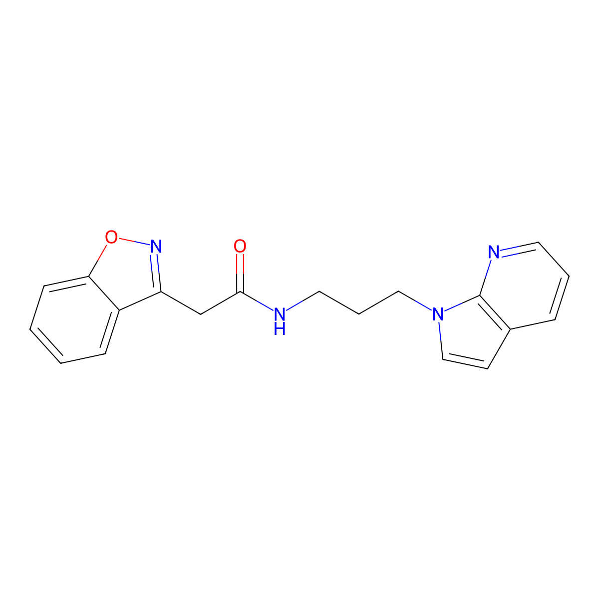 N-(3-(1H-pyrrolo[2,3-b]pyridin-1-yl)propyl)-2-(benzo[d]isoxazol-3-yl)acetamide molecular structure, CAS 1787918-70-0