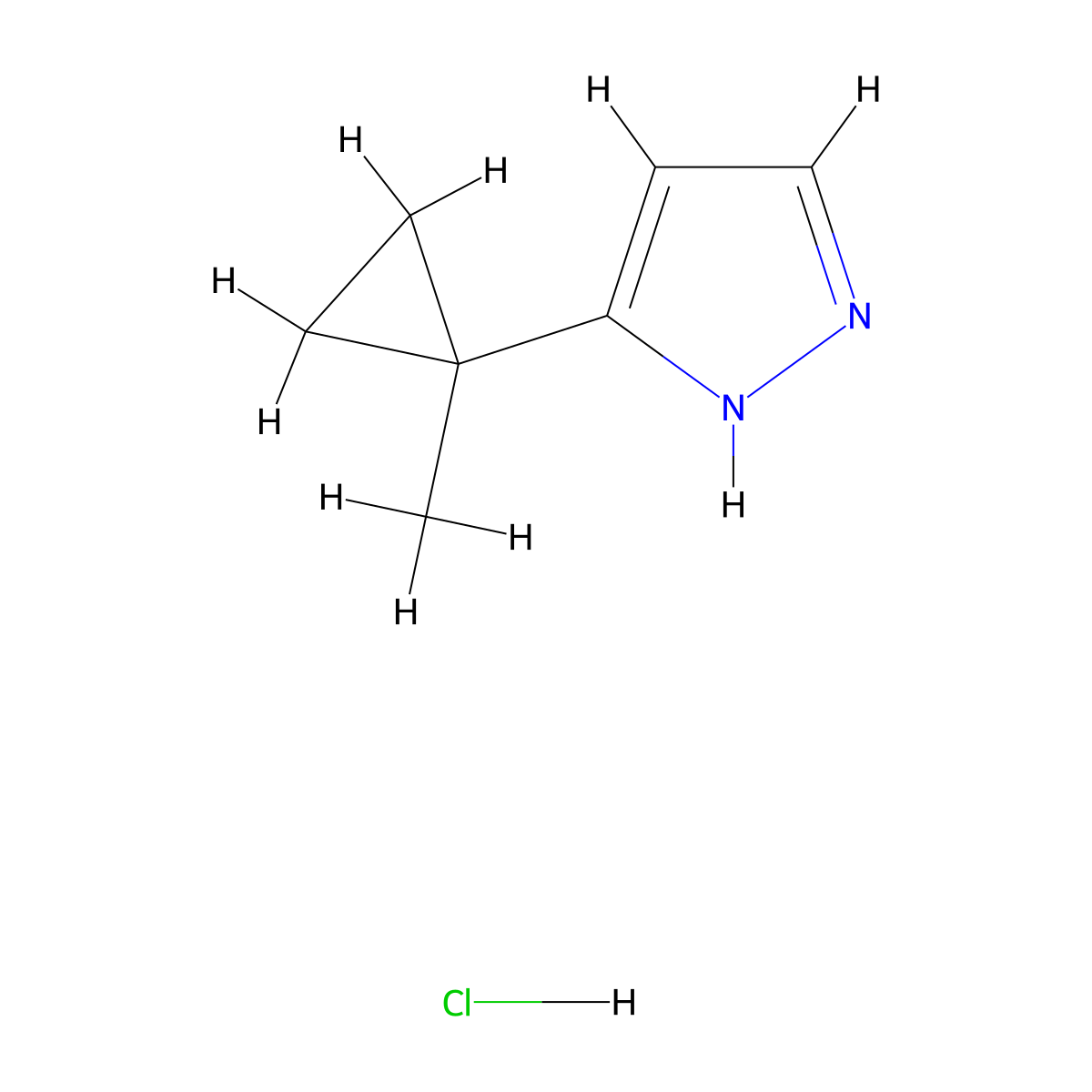 3-(1-methylcyclopropyl)-1H-pyrazole hydrochloride molecular structure, CAS 1787919-23-6