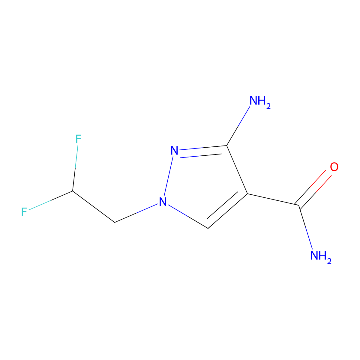 3-amino-1-(2,2-difluoroethyl)-1H-pyrazole-4-carboxamide molecular structure, CAS 1787974-17-7