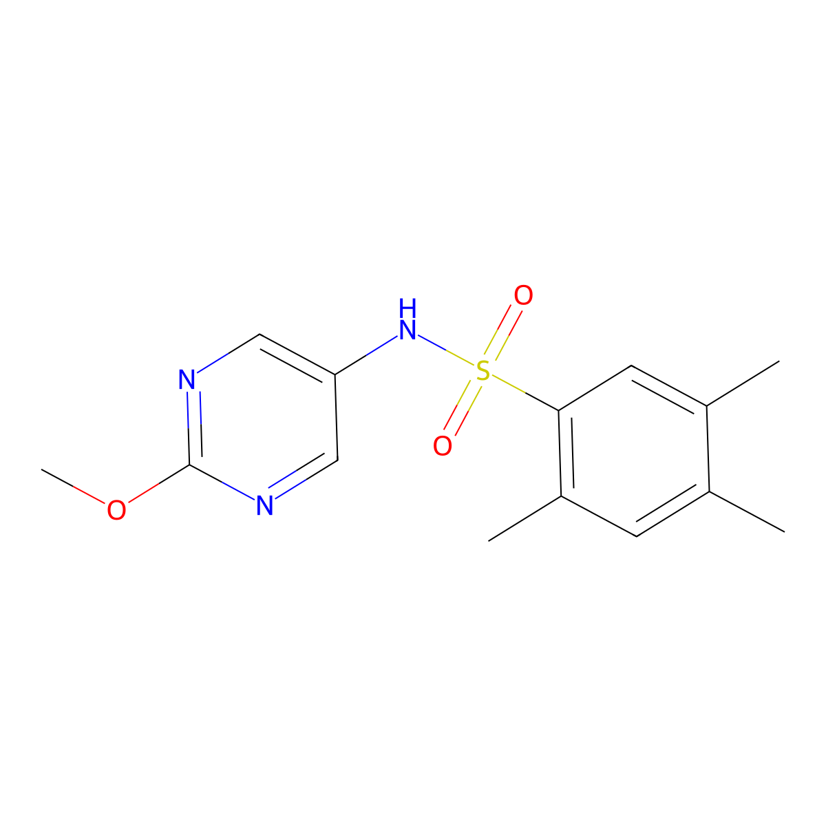 N-(2-methoxypyrimidin-5-yl)-2,4,5-trimethylbenzenesulfonamide molecular structure, CAS 1787974-78-0
