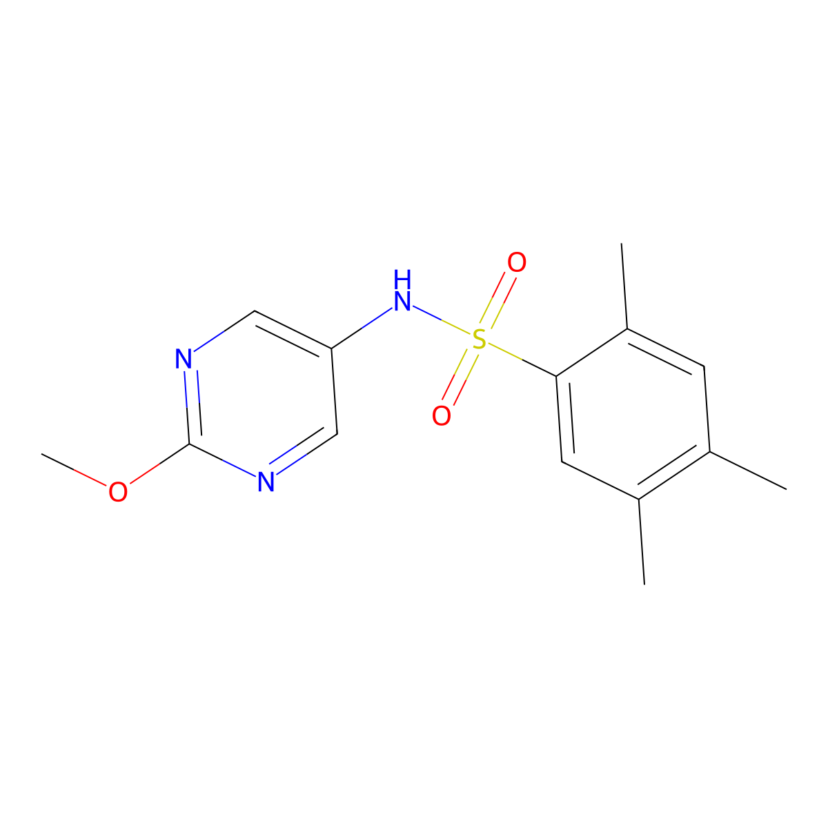 N-(2-methoxypyrimidin-5-yl)-2,4,5-trimethylbenzenesulfonamide molecular structure, CAS 1787974-78-0