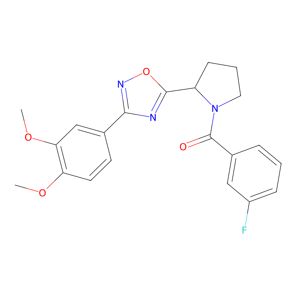 3-(3,4-Dimethoxyphenyl)-5-[1-(3-fluorobenzoyl)pyrrolidin-2-yl]-1,2,4-oxadiazole molecular structure, CAS 1787977-46-1