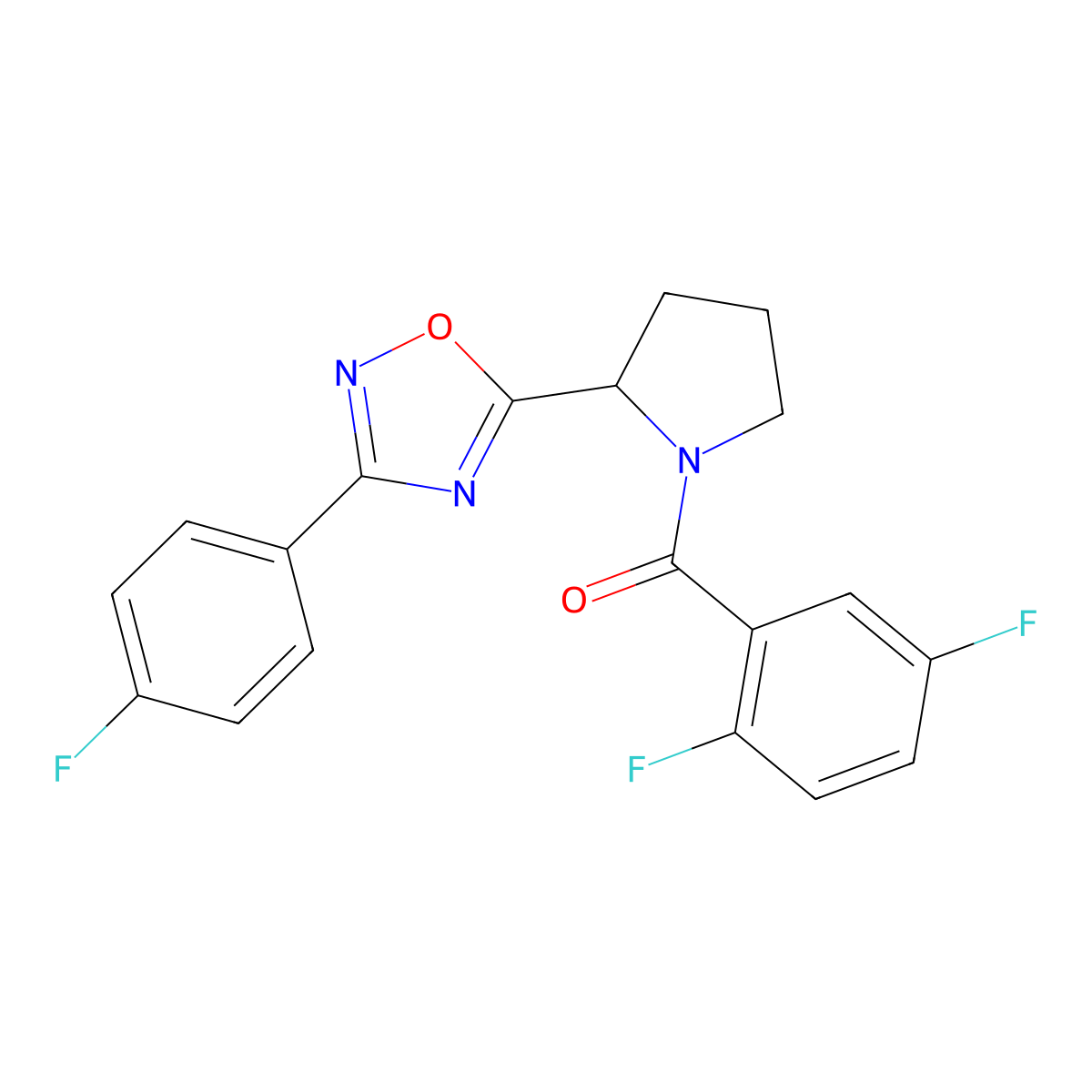 5-[1-(2,5-Difluorobenzoyl)pyrrolidin-2-yl]-3-(4-fluorophenyl)-1,2,4-oxadiazole molecular structure, CAS 1787984-50-2
