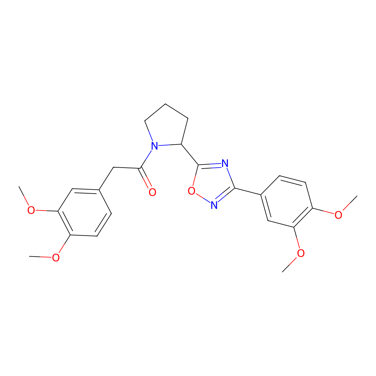 3-(3,4-Dimethoxyphenyl)-5-{1-[(3,4-dimethoxyphenyl)acetyl]pyrrolidin-2-yl}-1,2,4-oxadiazole molecular structure, CAS 1787984-71-7