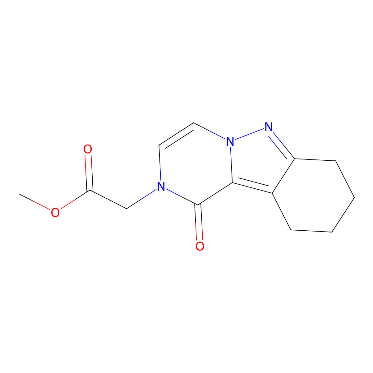 methyl (1-oxo-7,8,9,10-tetrahydropyrazino[1,2-b]indazol-2(1H)-yl)acetate molecular structure, CAS 1787992-84-0