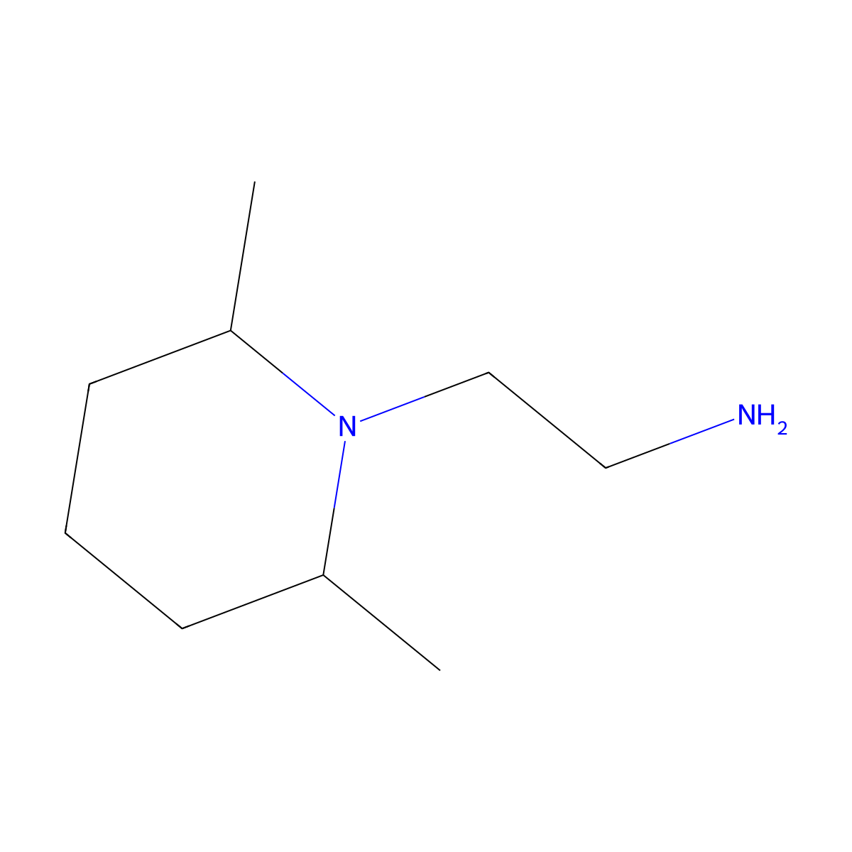 2,6-Dimethyl-1-piperidineethanamine molecular structure, CAS 1788-35-8