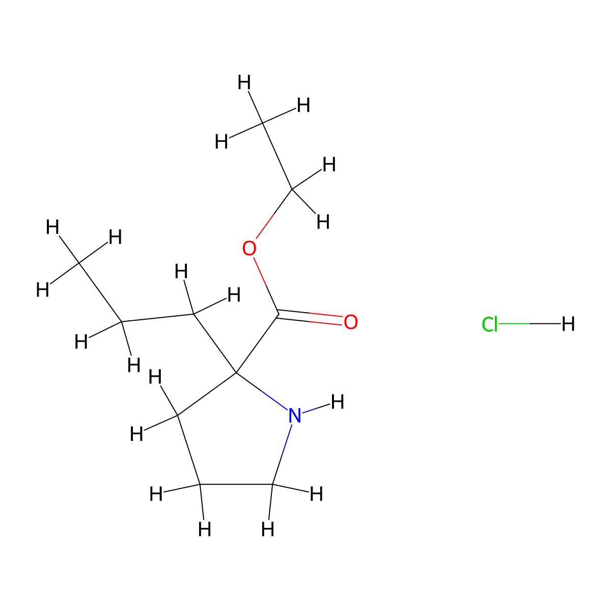 Ethyl 2-propylpyrrolidine-2-carboxylate hydrochloride molecular structure, CAS 1788024-58-7