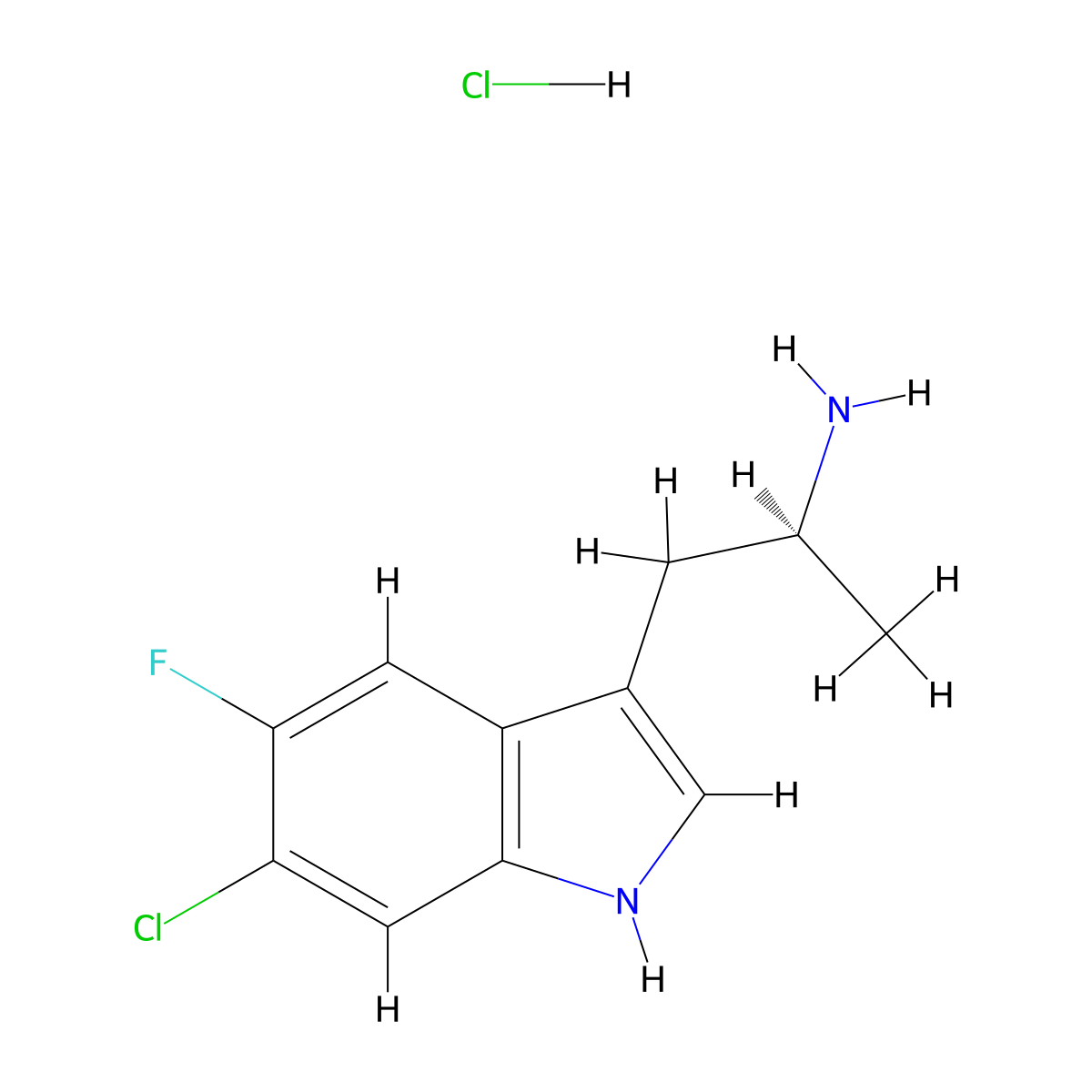 (S)-1-(6-Chloro-5-fluoro-1H-indol-3-yl)propan-2-amine hydrochloride molecular structure, CAS 1788036-24-7