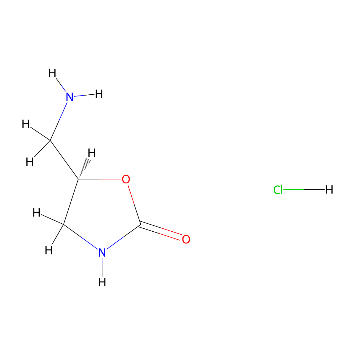 (5R)-5-(Aminomethyl)-1,3-oxazolidin-2-one hydrochloride molecular structure, CAS 1788036-27-0