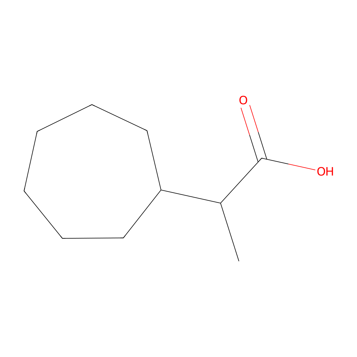 2-Cycloheptylpropanoic acid molecular structure, CAS 178804-34-7