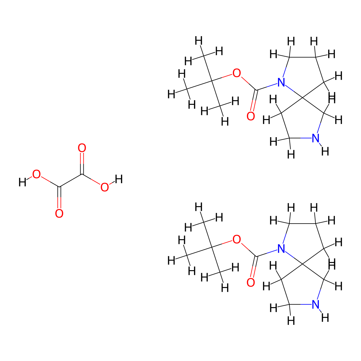 Tert-butyl 1,7-diazaspiro[4.4]nonane-1-carboxylate hemioxalate molecular structure, CAS 1788041-41-7