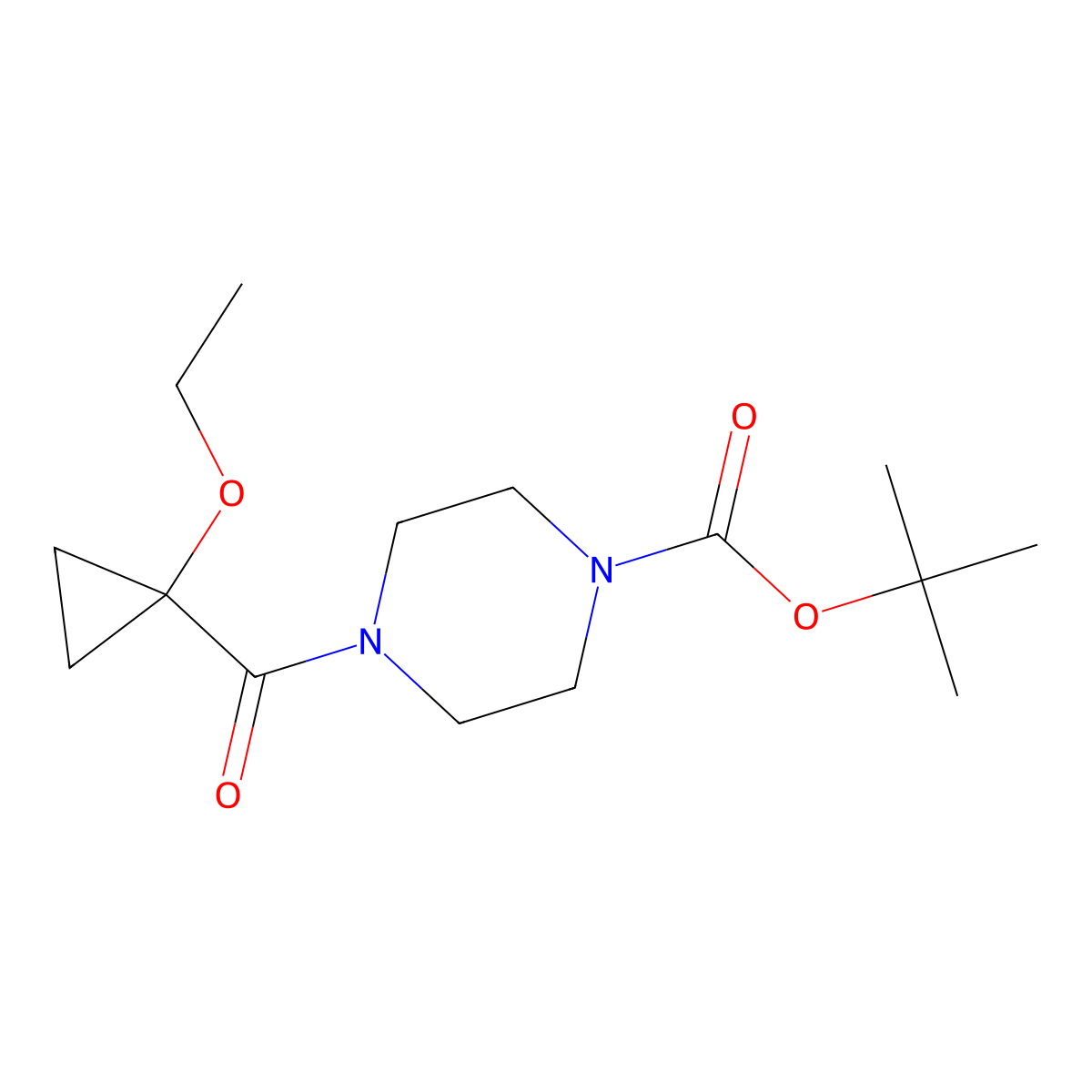 tert-Butyl 4-(1-ethoxycyclopropanecarbonyl)piperazine-1-carboxylate molecular structure, CAS 1788041-42-8