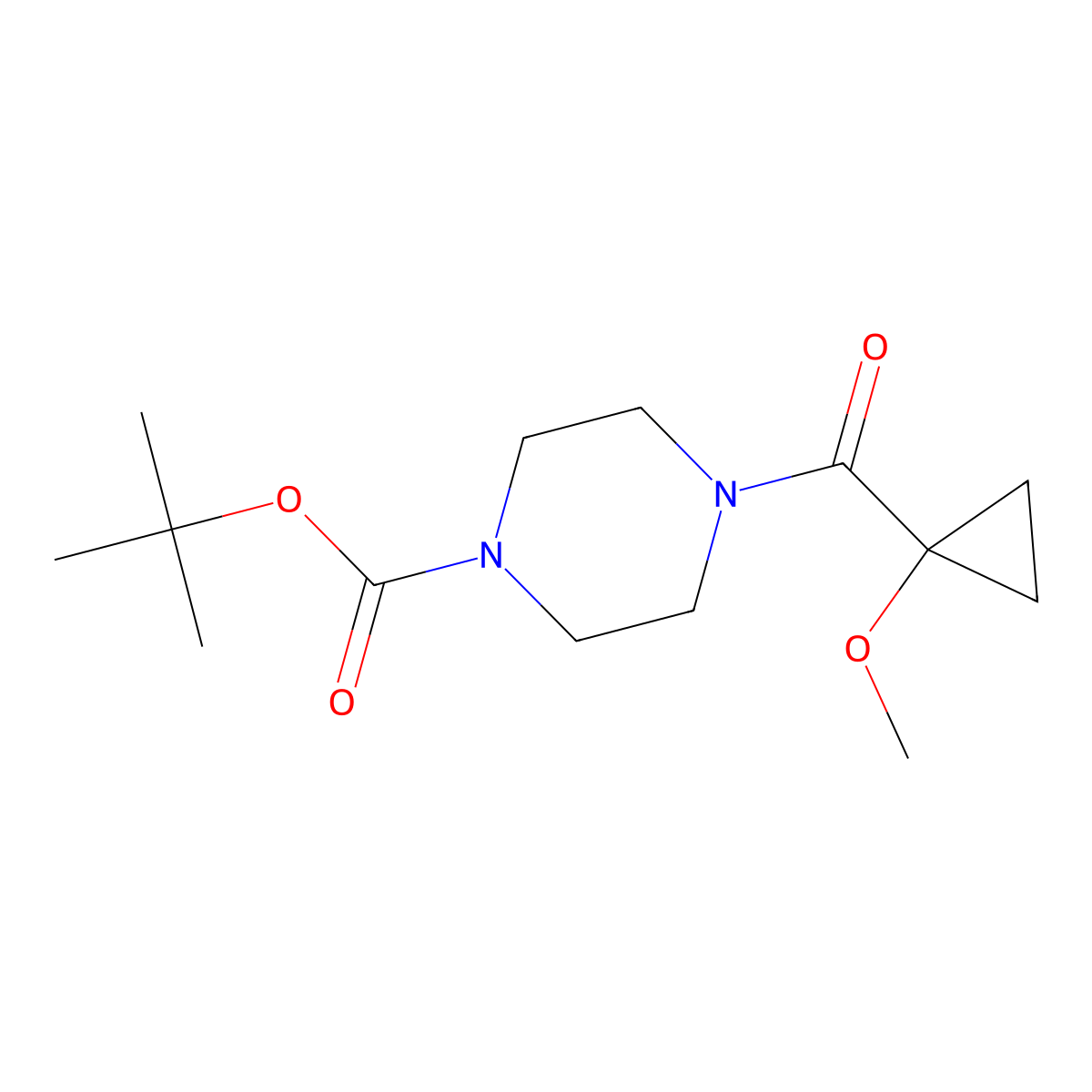 tert-Butyl 4-(1-methoxycyclopropanecarbonyl)piperazine-1-carboxylate molecular structure, CAS 1788041-47-3