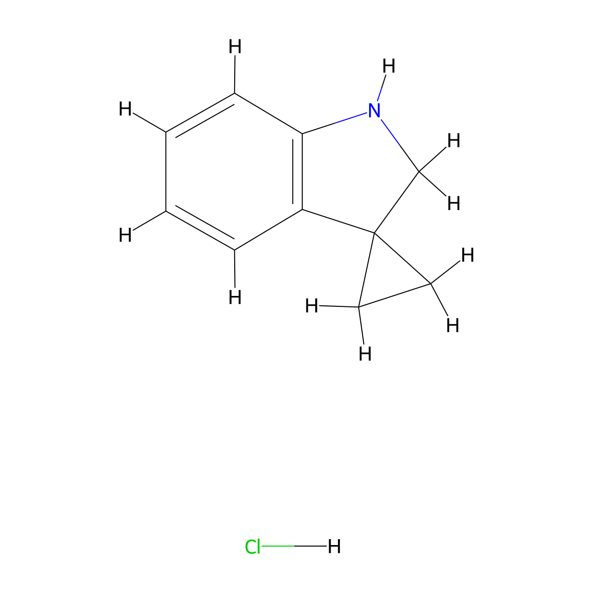 1',2'-Dihydrospiro[cyclopropane-1,3'-indole] hydrochloride molecular structure, CAS 1788041-56-4