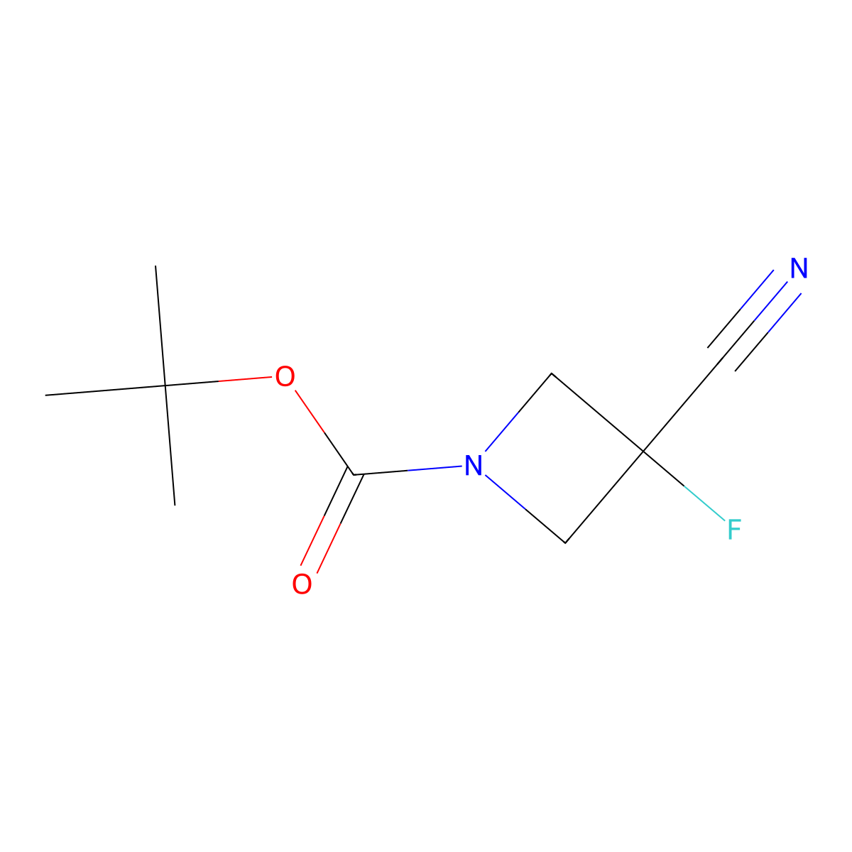 tert-Butyl 3-cyano-3-fluoroazetidine-1-carboxylate molecular structure, CAS 1788041-57-5