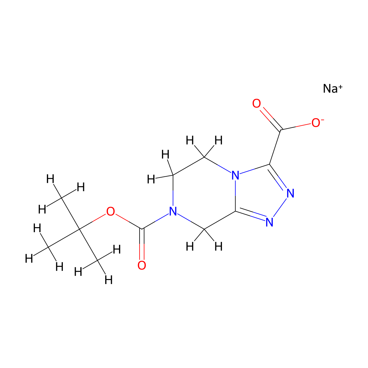 Sodium 7-(tert-butoxycarbonyl)-5,6,7,8-tetrahydro-[1,2,4]triazolo[4,3-a]pyrazine-3-carboxylate molecular structure, CAS 1788041-59-7