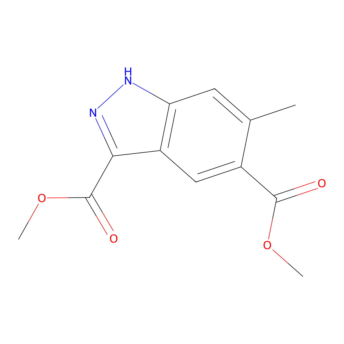 Dimethyl 6-methyl-1H-indazole-3,5-dicarboxylate molecular structure, CAS 1788041-62-2