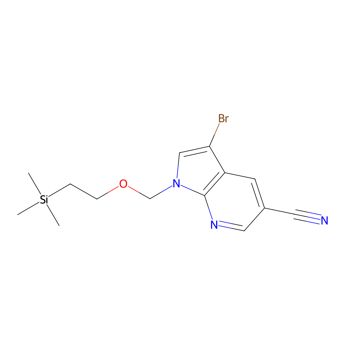 3-Bromo-1-((2-(trimethylsilyl)ethoxy)methyl)-1H-pyrrolo[2,3-b]pyridine-5-carbonitrile molecular structure, CAS 1788041-63-3